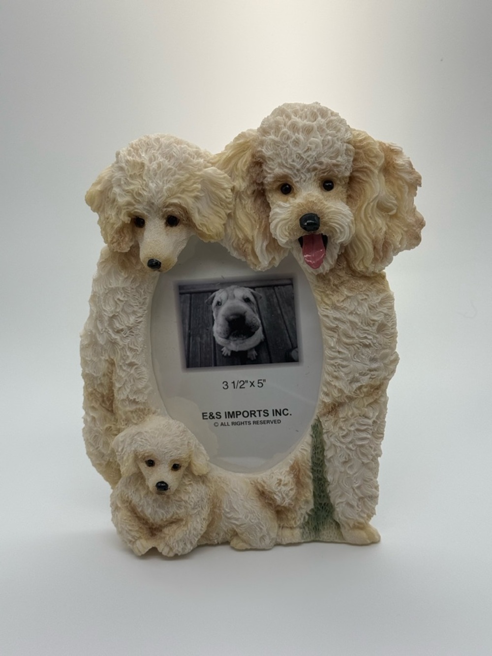 Poodle Dog Family Photo Frame - Cream